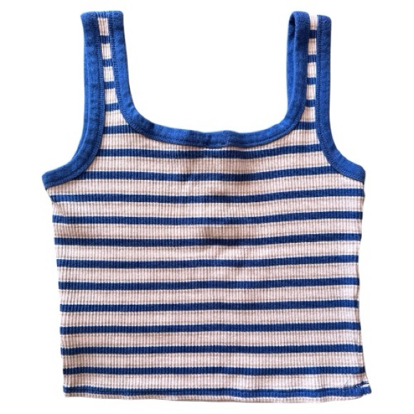 Cotton On | Henley Crop Button Front Tank with Blue Stripes | NWOT - Picture 2 of 8